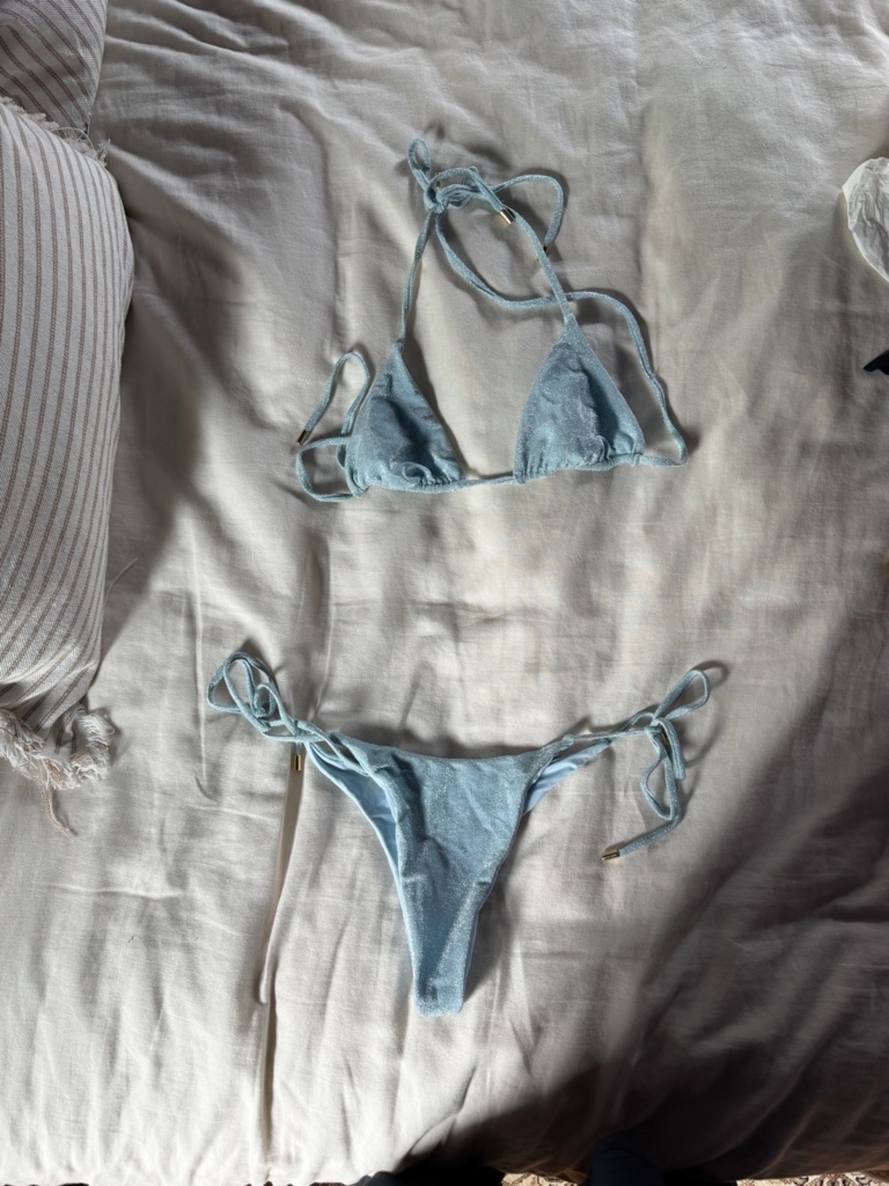 Monday Swimwear Pale Blue Shimmer String Bikini